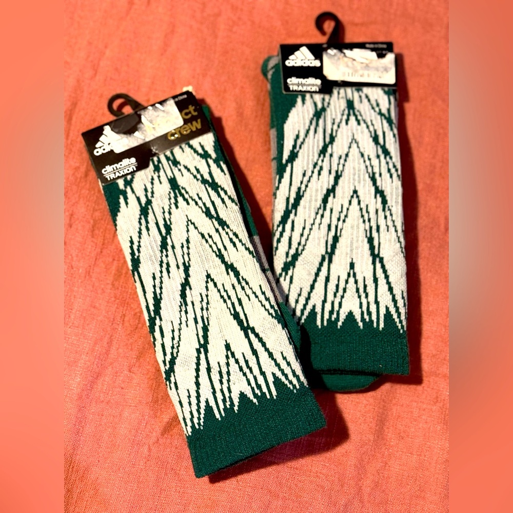 Adidas Green Climalite Traxion Socks - 2 pairs